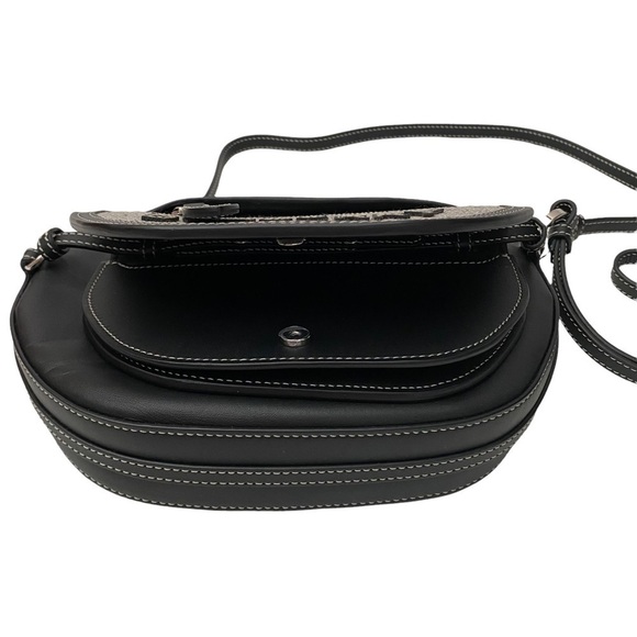 Burberry Mini Double Olympia Logo Appliqué Canvas & Black Leather Bag Dust Bag - Picture 14 of 16